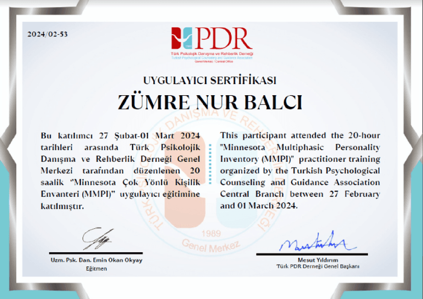 MMPI UYGULAYICI EĞİTİMİ