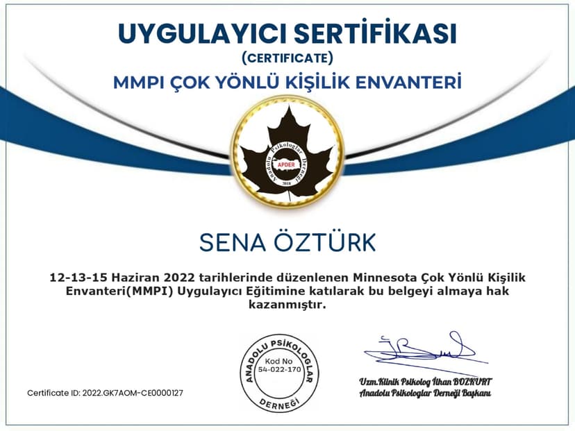 MMPI Uygulayıcı Sertifikası