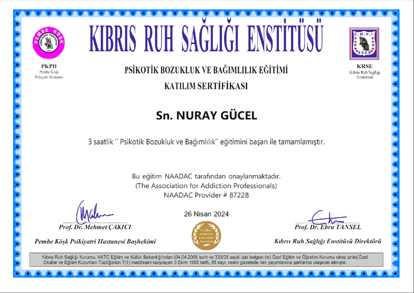 Psikotik Bozukluk ve Bağımlılık Eğitimi Sertifikası