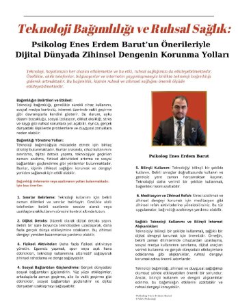 Teknoloji bağımlılığı ve ruhsal sağlık:
