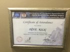 Op. Dr. Oğuz Kılıç Plastik Rekonstrüktif ve Estetik Cerrahi sertifikası