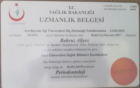 Uzm. Dr. Behruz Aliyev Diş Hekimi sertifikası