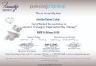 Psk. Dan. Melike Özbek Çolak Psikolojik Danışman sertifikası