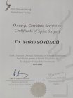 Prof. Dr. Yetkin Söyüncü Ortopedi ve Travmatoloji sertifikası