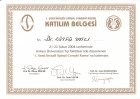 Op. Dr. Lütfü Tatlı Ortopedi ve Travmatoloji sertifikası