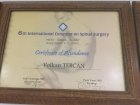 Op. Dr. Fatih Volkan Tercan Ortopedi ve Travmatoloji sertifikası