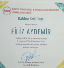 Dil ve Konuşma Terapisti Filiz Aydemir Dil Konuşma Bozuklukları sertifikası