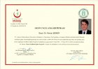 Doç. Dr. Kenan Şener Geleneksel ve Tamamlayıcı Tıp sertifikası