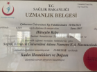 Op. Dr. Hüseyin Kılıç Kadın Hastalıkları ve Doğum sertifikası