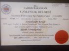 Prof. Dr. Abdulkadir Koçer Nöroloji (Beyin ve Sinir Hastalıkları) sertifikası