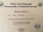 Klinik Psikolog  İlknur DEMİRTAŞ Psikoloji sertifikası