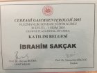 Doç. Dr. İbrahim Sakçak Genel Cerrahi sertifikası