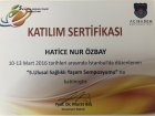 Uzm. Dyt. Hatice Nur Özbay Diyetisyen sertifikası