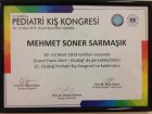 Uzm. Dr. Mehmet Soner Sarmaşık Çocuk Sağlığı ve Hastalıkları sertifikası