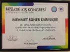 Uzm. Dr. Mehmet Soner Sarmaşık Çocuk Sağlığı ve Hastalıkları sertifikası