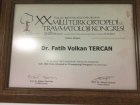 Op. Dr. Fatih Volkan Tercan Ortopedi ve Travmatoloji sertifikası