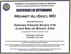 Prof. Dr. Mehmet Ali Ekici Beyin ve Sinir Cerrahisi sertifikası