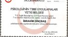 Uzm. Kl. Psk. İbrahim Dinçbaş Psikoloji sertifikası