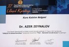 Dr. Öğr. Üyesi Azer Zeynalova Plastik Rekonstrüktif ve Estetik Cerrahi sertifikası