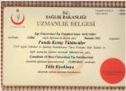 Uzm. Dr. Funda Kırtay Tütüncüler Geleneksel ve Tamamlayıcı Tıp sertifikası