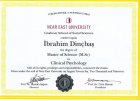 Uzm. Kl. Psk. İbrahim Dinçbaş Psikoloji sertifikası