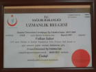 Op. Dr. Volkan Sabur Üroloji sertifikası