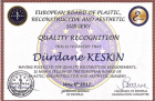 Op. Dr. Dürdane Keskin Plastik Rekonstrüktif ve Estetik Cerrahi sertifikası