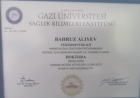 Uzm. Dr. Behruz Aliyev Diş Hekimi sertifikası