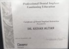 Dt. Kenan Altan Diş Hekimi sertifikası