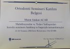 Dt. Murat Atakan Acar Diş Hekimi sertifikası