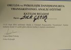 Uzm. Psk. Dan. Sıla Getir Aydoğan Psikoloji sertifikası
