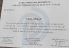 Uzm. Psk. Esen Orhan Psikoloji sertifikası