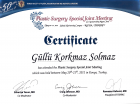 Op. Dr. Güllü Korkmaz Solmaz Plastik Rekonstrüktif ve Estetik Cerrahi sertifikası