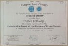 Prof. Dr. Tamer Çolakoğlu Genel Cerrahi sertifikası