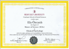 Uzm. Kl. Psk. Ela Özcanlı Karakoç Psikoloji sertifikası