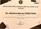 Uzm. Dr. Merve Özbayrak Fiziksel Tıp ve Rehabilitasyon sertifikası