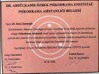 Dr. Barış Yiğit Psikiyatri sertifikası