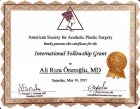 Op. Dr. Ali Rıza Öreroğlu Plastik Rekonstrüktif ve Estetik Cerrahi sertifikası
