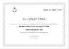 Dr. Işınay Ünal Geleneksel ve Tamamlayıcı Tıp sertifikası