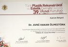 Op. Dr. Avni Hakan Ölmeztürk Plastik Rekonstrüktif ve Estetik Cerrahi sertifikası