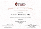 Prof. Dr. Mehmet Ali Ekici Beyin ve Sinir Cerrahisi sertifikası