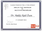 Dt. Hakkı Nail Özen Diş Hekimi sertifikası