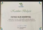 Dyt. Fatma Nur Demirtaş Diyetisyen sertifikası