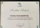 Dyt. Fatma Nur Demirtaş Diyetisyen sertifikası