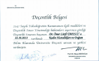 Prof. Dr. Ömer Lütfi Tapısız Kadın Hastalıkları ve Doğum sertifikası
