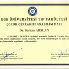 Doç. Dr. Serkan Arslan Çocuk Cerrahisi sertifikası