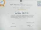 Psk. Dan. Melike Sezen Psikolojik Danışman sertifikası