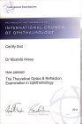 Yrd. Doç. Dr. Mustafa AKSOY Göz Hastalıkları sertifikası