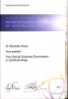 Yrd. Doç. Dr. Mustafa AKSOY Göz Hastalıkları sertifikası