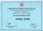 Doç. Dr. Cemal Kara Genel Cerrahi sertifikası